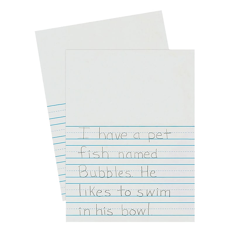 Pacon Newsprint Handwriting Paper, Picture Story, 7/8" Ruled (Short Way) with Skip Space, 9" x 12", White, 500 Sheets (PAC2656) image 1