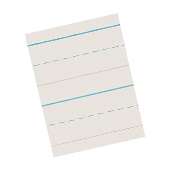 Pacon Newsprint Paper for D'Nealian Programs, White, 5/8" Long Way Ruled, 8 1/2" x 11", 500 Sheets/Pk