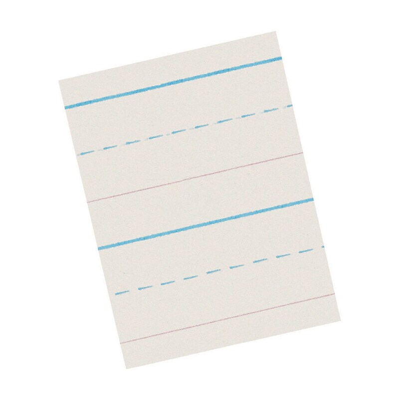 Pacon Newsprint Paper for D'Nealian Programs, White, 5/8" Long Way Ruled, 8 1/2" x 11", 500 Sheets/Pk image 1
