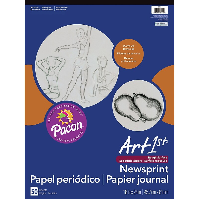 Pacon® Art1st® White Newsprint Paper Pad, 24" x 18" image 1