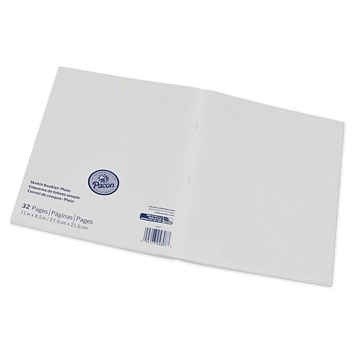 Pacon® Beginner Sketch Booklet, blank sheets, 8.5" x 11", White, 16