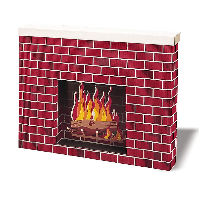 Pacon Corobuff Corrugated Fireplace, 7" x 30" x 38", Red Brick (PAC53080) image 1
