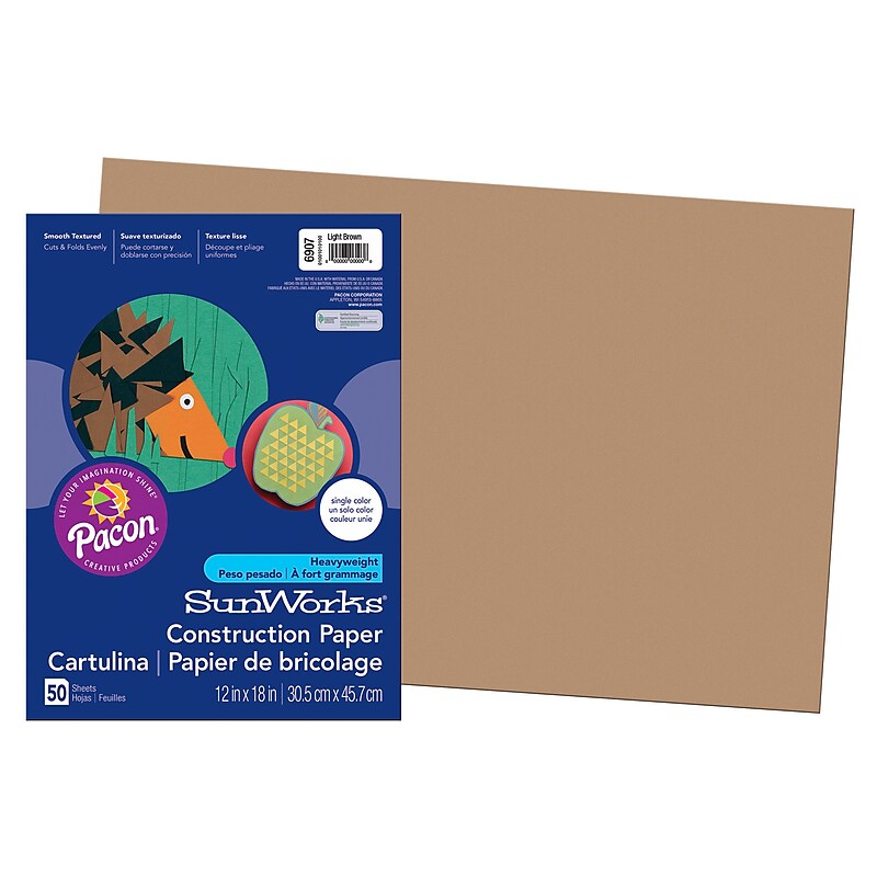 Pacon 12" x 18" Construction Paper, Light Brown, 50 Sheets/Pack (PAC6907) image 1