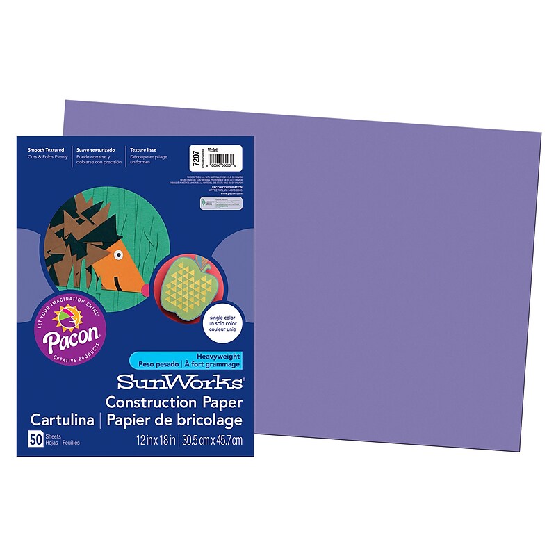 Pacon 12" x 18" Construction Paper, Violet, 50 Sheets/Pack (PAC7207) image 1