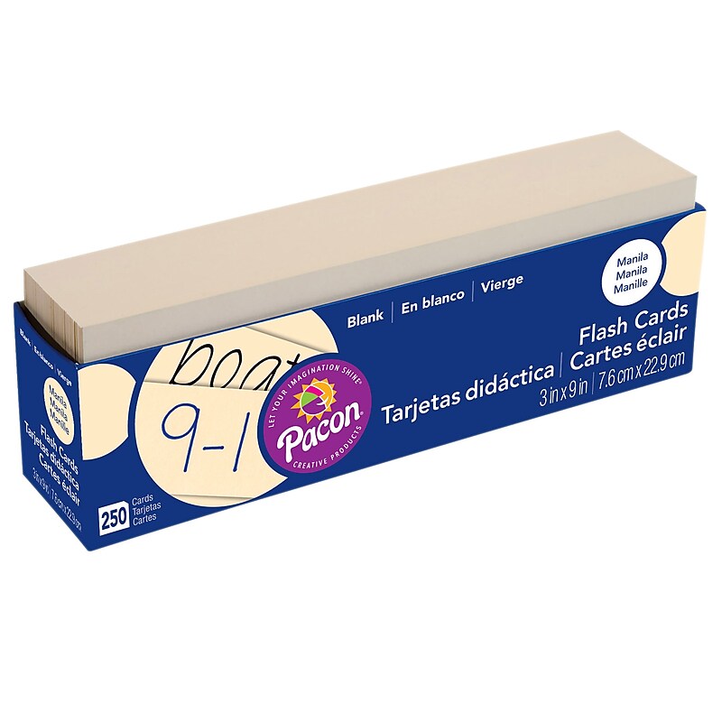 Pacon Blank Flash Card Dispenser Box, Grades Pre Kindergarten - 12, Manila, 250/BX, 2 BX/BD (PAC74100) image 1