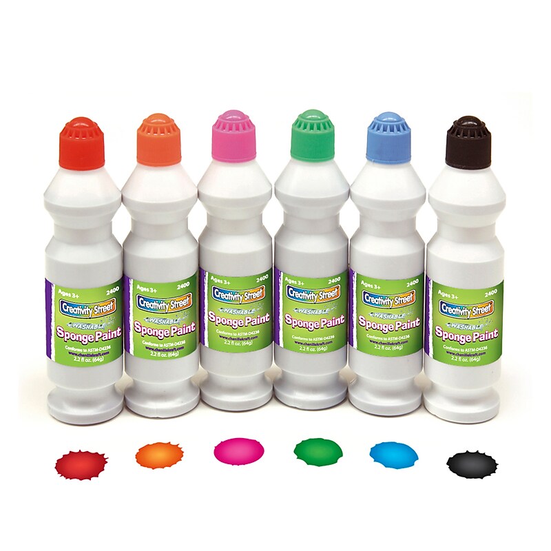 Pacon Paint Sponge Markers Ages 3+, Set of 6 Paints Per Order (PACAC2400) image 1
