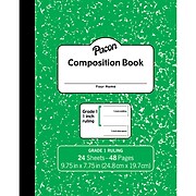 Pacon® Composition Notebook, 9.75" x 7.5", Manuscript Ruled, 24 Sheets, Green Marble, Each (PACMMK37137)