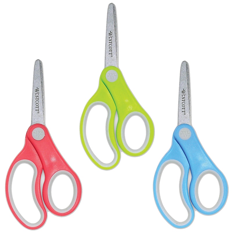 Westcott Junior 5" Stainless Steel Kid's Scissors, Blunt Tip, Assorted, 12/Pack (ACM15971) image 1