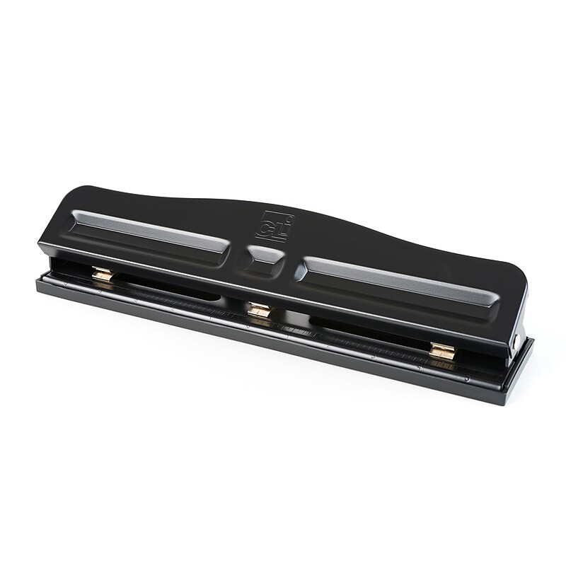 Charles Leonard Desktop 3-Hole Punch, 12 Sheet Capacity, Black, 2/Bundle (CHL033-2) image 1