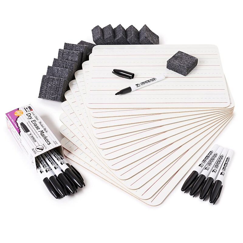 Charles Leonard Lap Board Class Pack, 1-Sided Lined Boards, Dry Erase Markers, Erasers (CHL35025) image 1
