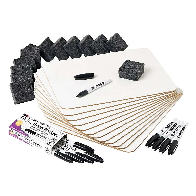 Charles Leonard Lap Board Class Pack, 2-Sided Plain/Lined Boards, Dry Erase Markers, Erasers (CHL35030) image 1