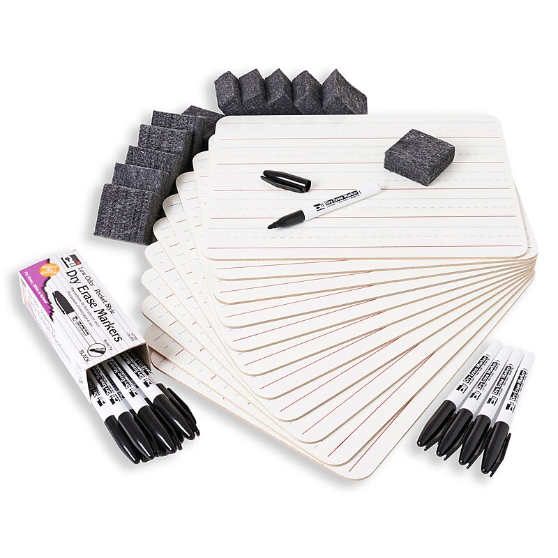Charles Leonard Magnetic Dual-Sided Dry Erase Lapboard Class Pack, Lined/Plain image 1