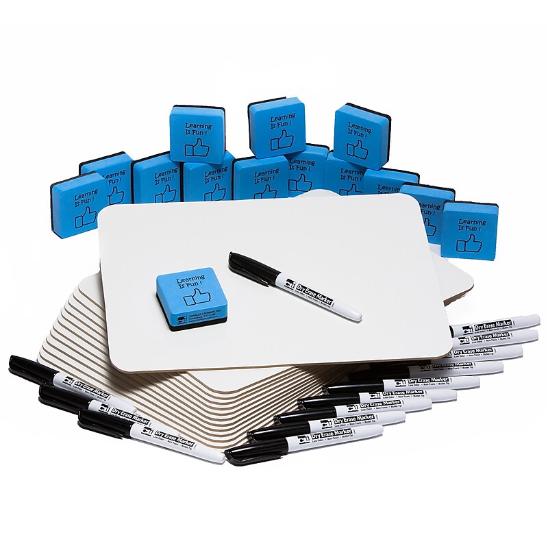 Charles Leonard Dry Erase Lap Board Jumbo Classroom Pack with 30 Boards, 30 Markers & 30 Erasers (CHL35090) image 1