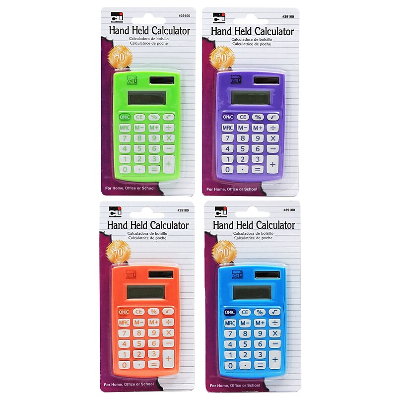 Charles Leonard CHL39100 8 Digit Display Primary Calculator, Assorted Colors image 1