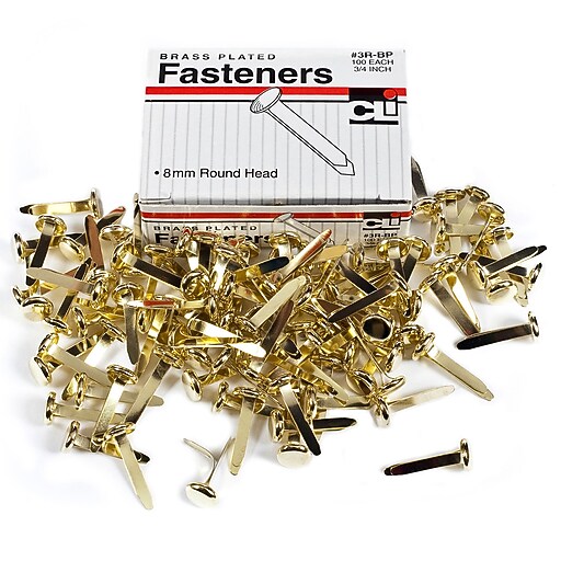 Charles Leonard BrassPlated Paper Fasteners 3/4", Brass, 1800