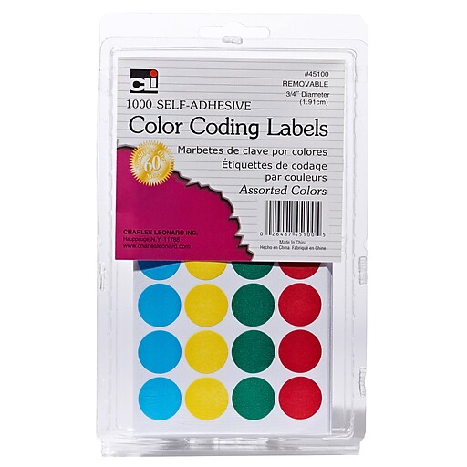 3/4" Color Coding Labels Assorted, 1000 labels (CHL45100
