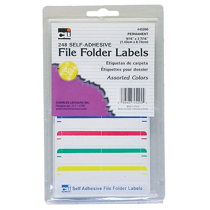 CLN File Folder Labels, Assorted Colors, 6 Labels/Sheet, 248 Sheets/Pack (CHL45200) image 1