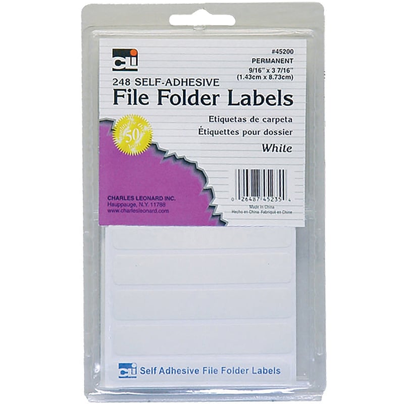Charles Leonard File Folder Labels, White, 6 packs of 248 (CHL45235) image 1