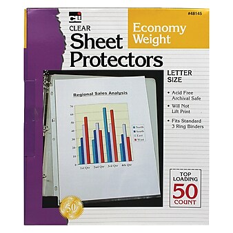 Charles Leonard Sheet Protector, Lightweight, 8-1/2" x 11", Clear, 50/Box, 4 Boxes/Bundle (CHL48145)