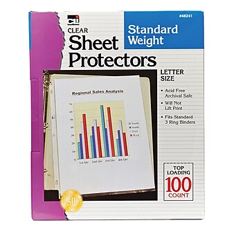 Staples Sheet Protectors Polypropylene, 8-1/2" x 11", Clear, 100/Box (CHL48241)