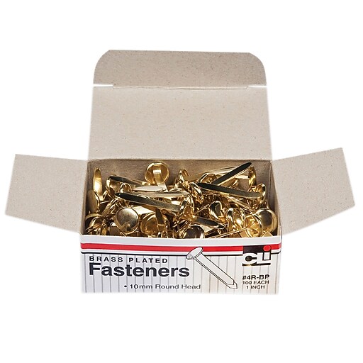 Charles Leonard BrassPlated Paper Fasteners 1", Brass 100/box (CHL4RBP
