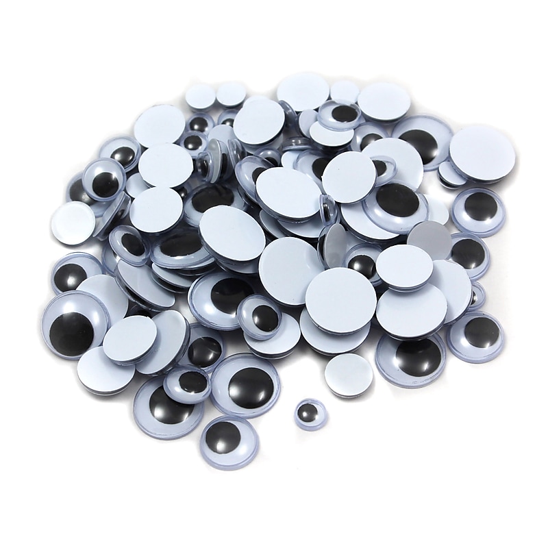 Charles Leonard Creative Arts™ Round Wiggle Eyes, Black, Assorted Sizes, 100/Pack image 1