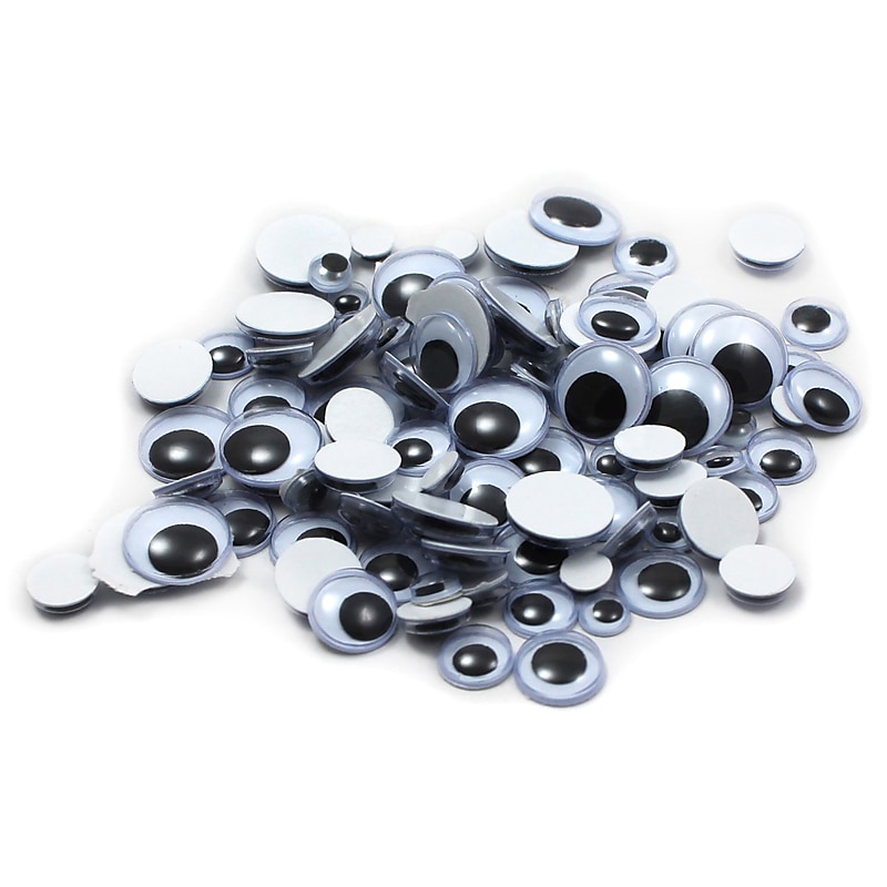 Charles Leonard Creative Arts™ Peel n Stick Wiggle Eyes, Black, Assorted Sizes, 100/Pack image 1