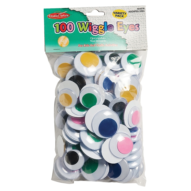 Charles Leonard Jumbo Round Wiggle Eyes, Craft Supplies, Assorted Colors & Sizes, 100 ct. (CHL64570) image 1