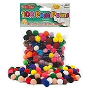 Charles Leonard Creative Arts™ Pom-Poms Furry Balls, Assorted Colors, 1/2", 15/Pack