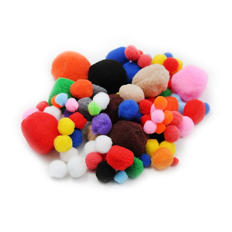 Charles Leonard Creative Arts™ Pom-Poms Furry Balls, Assorted Colors/Sizes, 8/Pack image 1