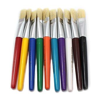 Charles Leonard Brush Set with Flat Stubby 7.5" Handle, 10/Pack (CHL73290)