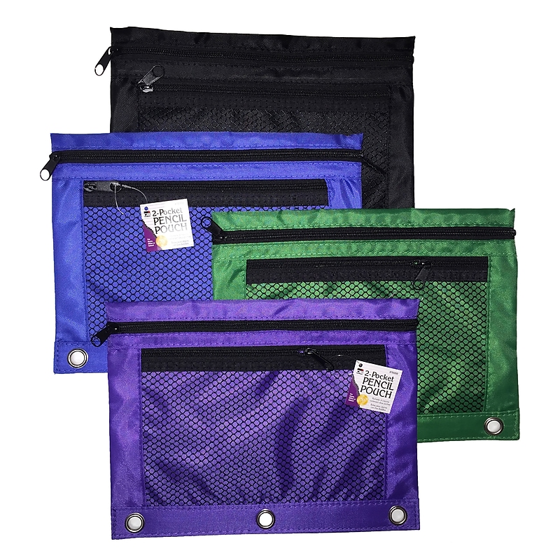 Charles Leonard 2-Pocket Pencil Pouch, Assorted Colors 12/pack (CHL76350ST) image 1