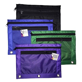 Charles Leonard 2-Pocket Pencil Pouch, Assorted Colors (CHL76350ST)