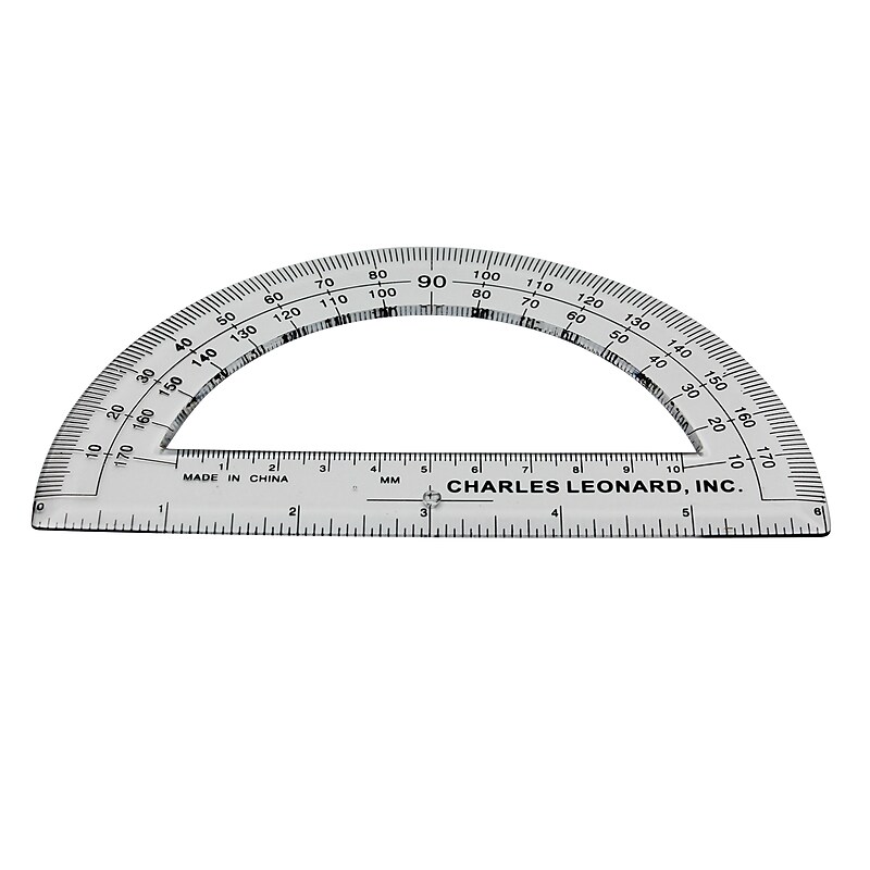 Charles Leonard Open Center Protractor, 6" Ruler Edge image 1