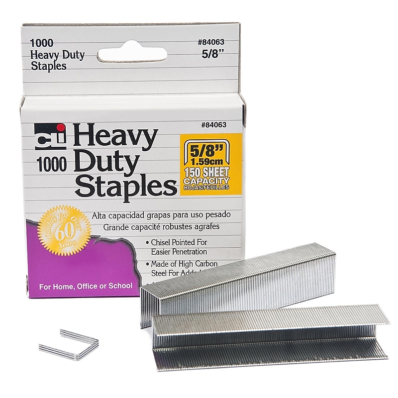 Charles Leonard Extra Heavy Duty Staples, 5/8 inch, Silver, 10 packs (CHL84063) image 1