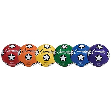 Champion Sports Rubber Cover Soccer Ball Set, Size 4, Assorted Colors (CHSSRB4SET)