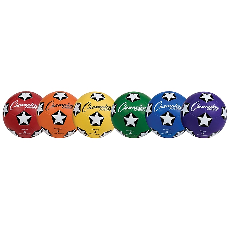 Champion Sports Rubber Cover Soccer Ball Set, Size 4, Assorted Colors (CHSSRB4SET) image 1