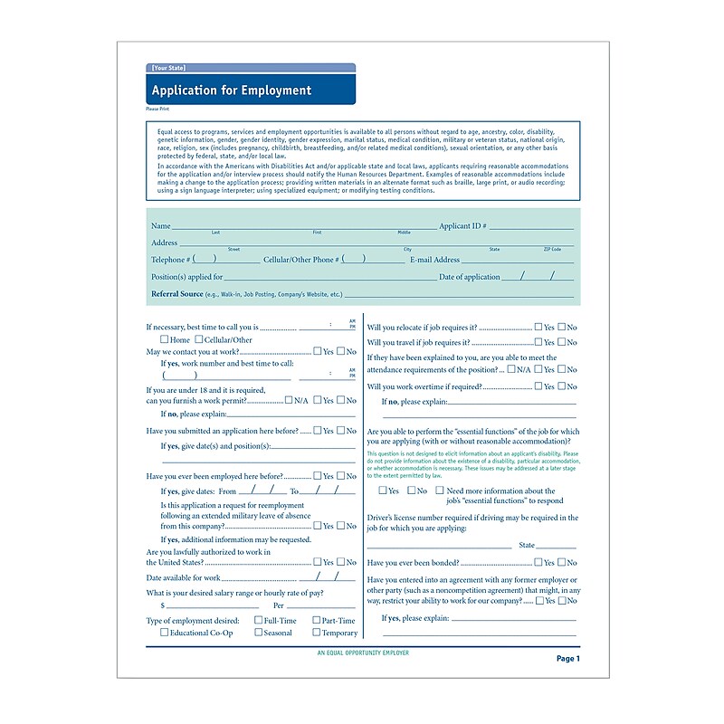 ComplyRight™ New York Job Application, Pack of 50 (A2179NY) image 1