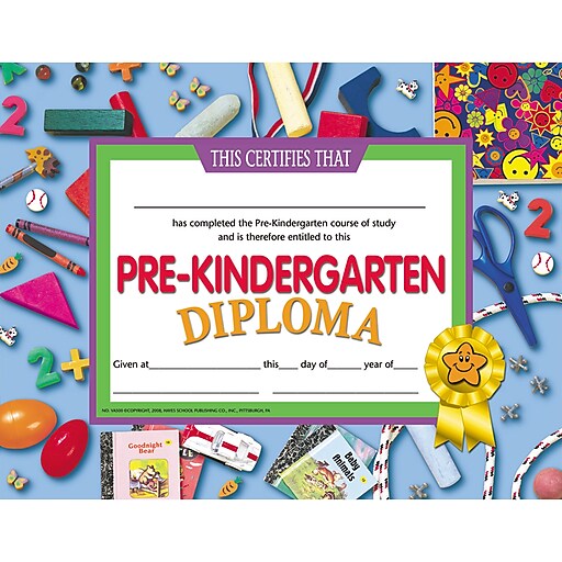 Hayes® Prekindergarten Diploma Certificate, Assorted Border, 81/2"(L