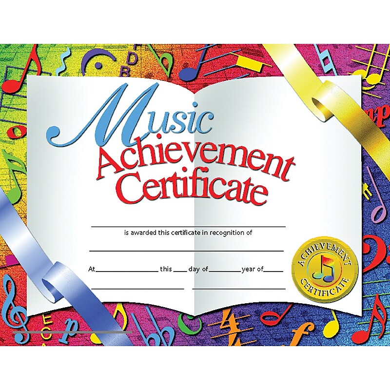 Hayes Music Achievement Certificate, 8.5" x 11", 30/Pack (HVA636) image 1