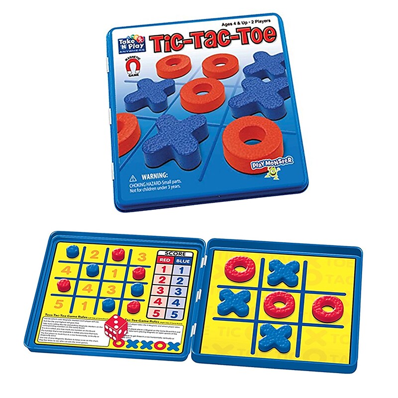 Playmonster Take n Play Anywhere Game Tic Tac Toe, Red and Blue (PAT675) image 1