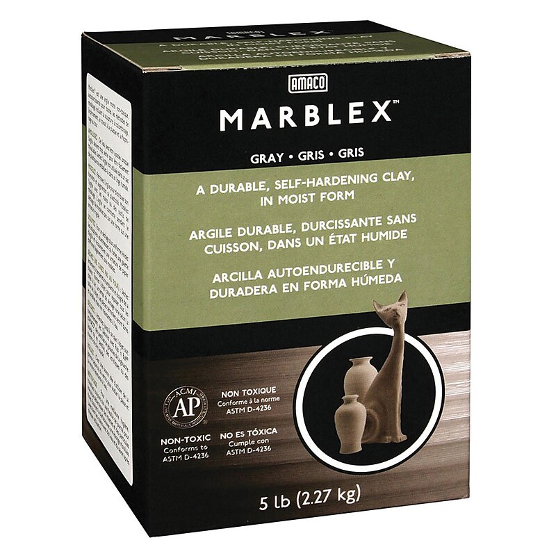 Amaco Modeling Compounds Marblex Self Hardening Clay, Gray, 5lbs. (AMA47336W) image 1