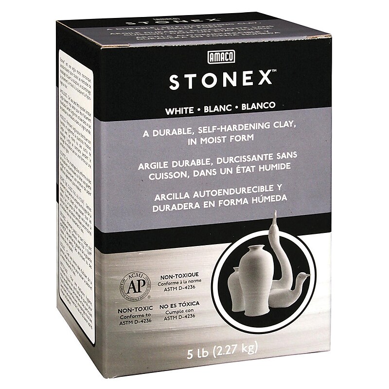 Amaco Modeling Compounds Stonex Self-Hardening Clay, White, 5 lbs. (AMA47338C) image 1