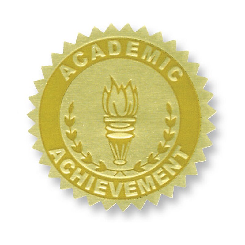 Hayes Embossed Certificate Academic Achievement Seals, Gold, 54/Pack (H-VA372) image 1