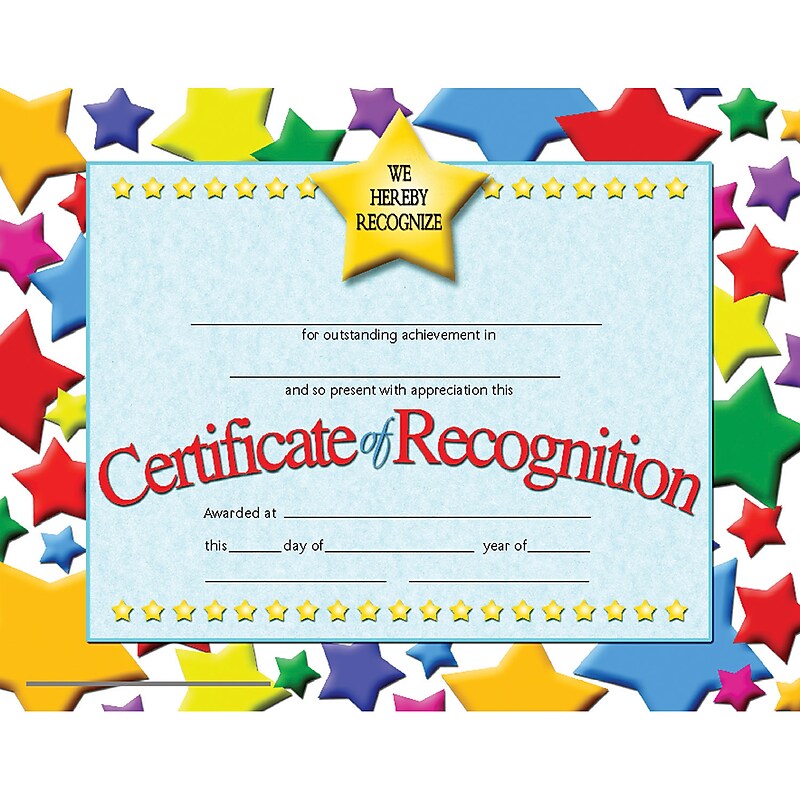 Hayes Certificate of Recognition, 8.5" x 11", 30/Pack (H-VA637) image 1