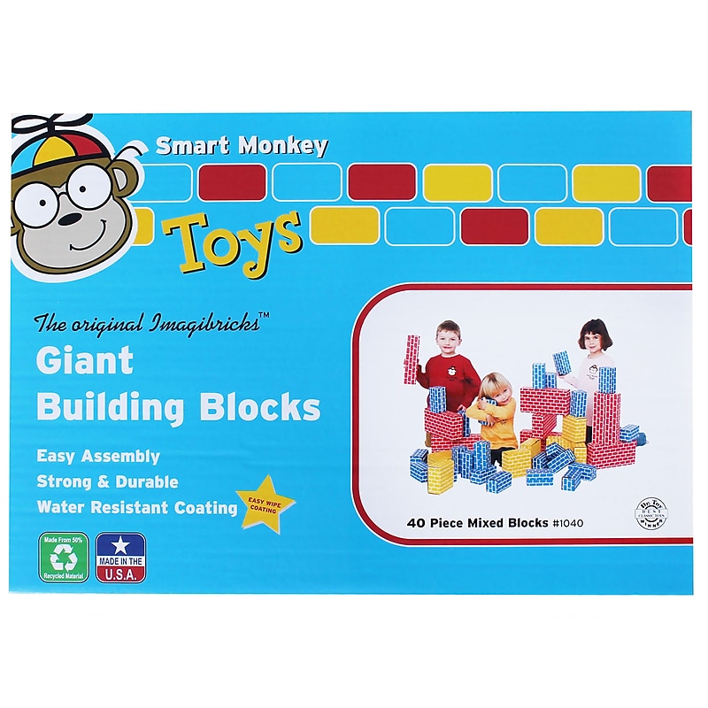 Smart Monkey Toys ImagiBRICKS Giant Building Block Set, 40 Pieces/Set (IMA1040) image 1