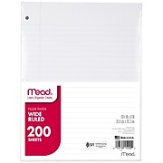 Mead Five Star Wide Ruled Notebook Filler Paper, 10 1/2" x 8", 200 sheets/Pack