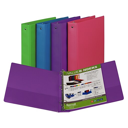 Fashion Color Binder 2" Capacity, Assorted, 3 Ring, SAM11699 at Staples