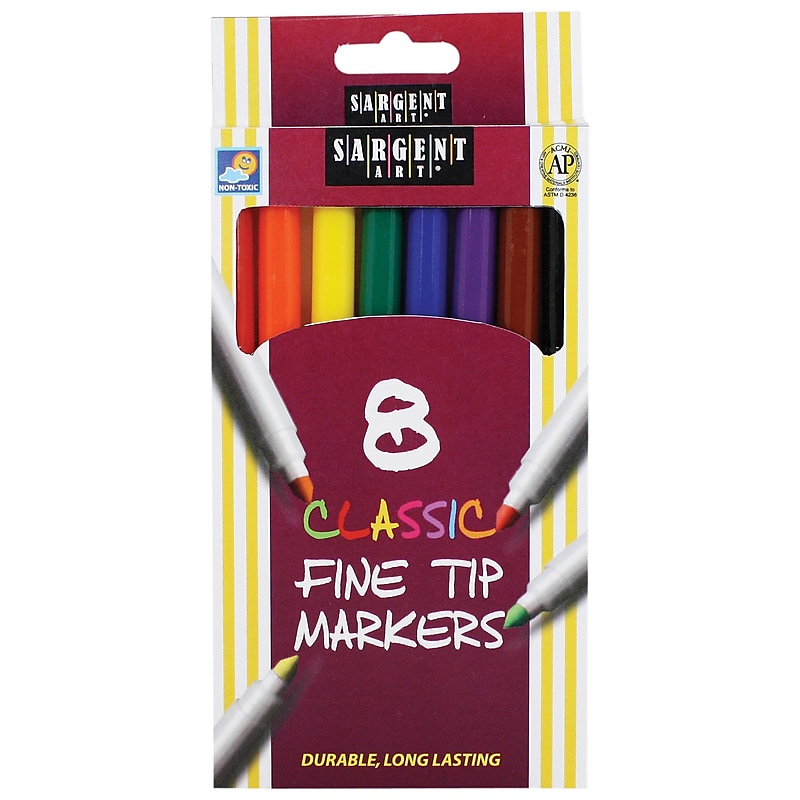 Sargent Art Classic Markers, Fine Tip, Assorted Colors, Pack of 8 (SAR221540) image 1