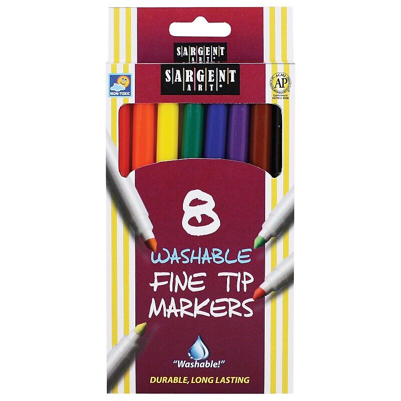 Sargent Art® Washable Felt Super Tip Markers, Fine Tip, Pack of 8 (SAR221560) image 1